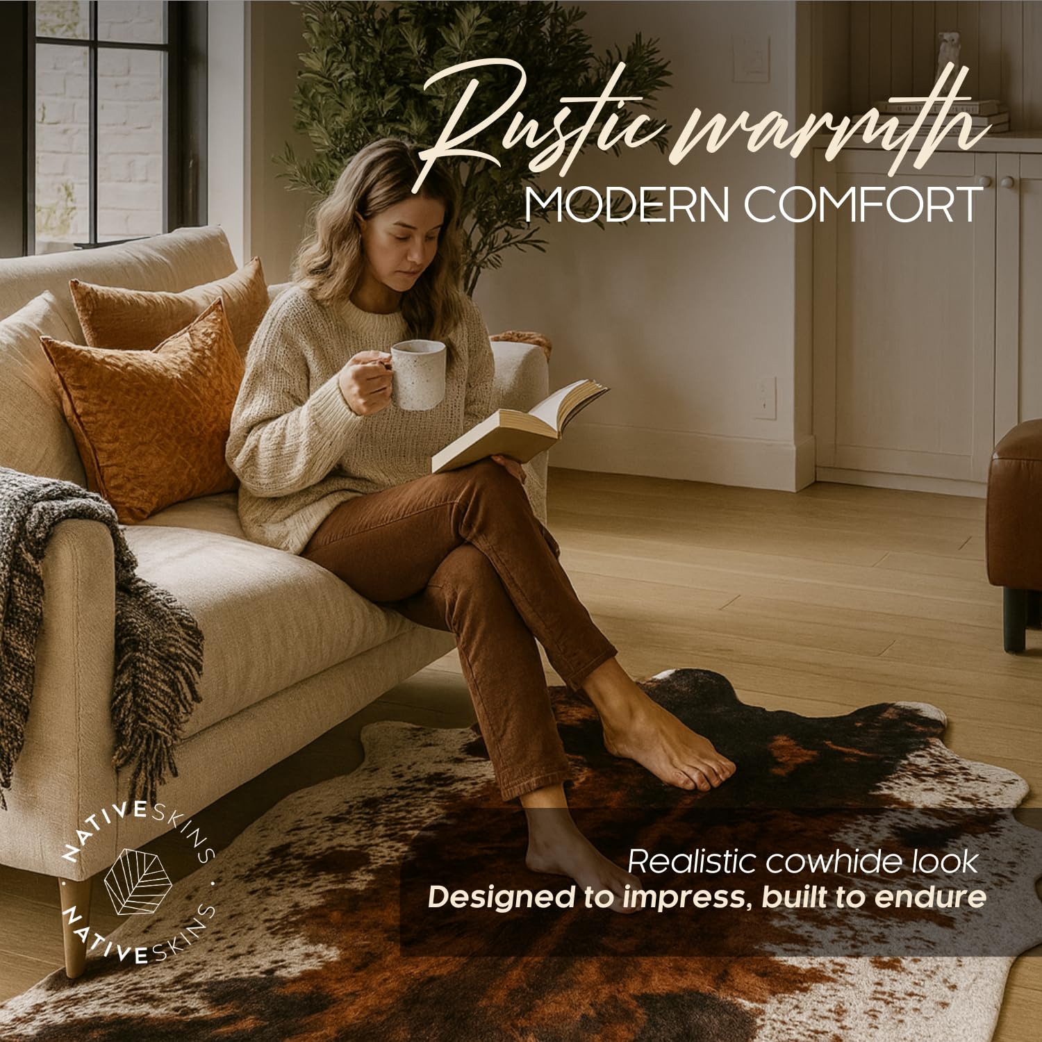 Amazon | NativeSkins オーバーサイズ フェイクカウハイドラグ